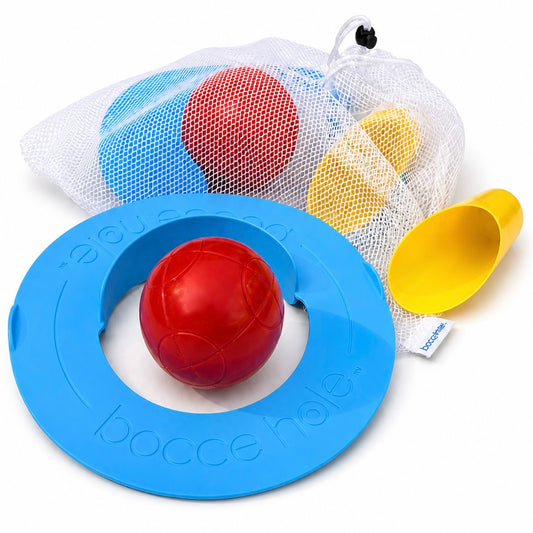 Bocce Hole™ Complete Beach Game Set – Includes Rings, Balls & Mesh Bag | Ready-to-Play Beach Bocce Ring Game | Lightweight & Portable Fun