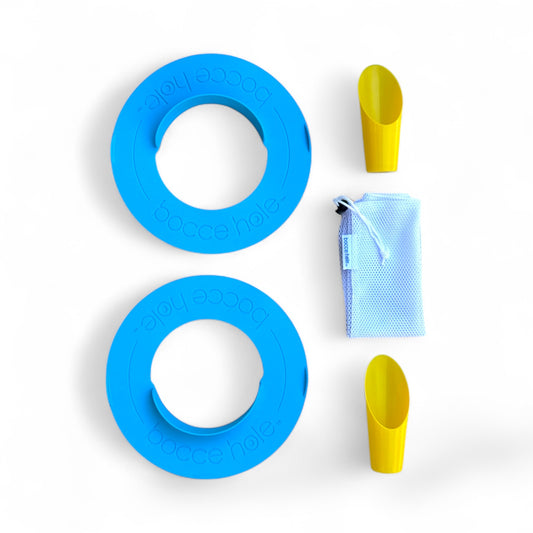 Bocce Hole™ Rings and Scoops Set – Upgrade Your Bocce Set with Our Beach Rings | Use Your Own Balls for a Fun New Way to Play | Lightweight & Easy to Carry
