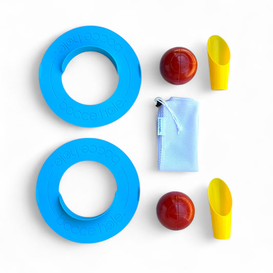 Bocce Hole™ Complete Beach Game Set – Includes Rings, Balls & Mesh Bag | Ready-to-Play Beach Bocce Ring Game | Lightweight & Portable Fun