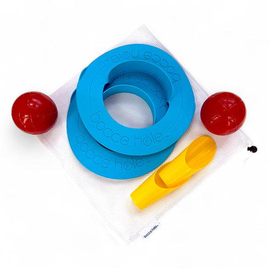 Bocce Hole™ Complete Beach Game Set – Includes Rings, Balls & Mesh Bag | Ready-to-Play Beach Bocce Ring Game | Lightweight & Portable Fun